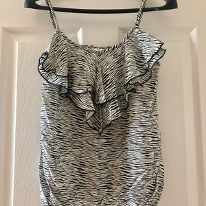 Zebra Print Ruffle Tank Top - Size XS
